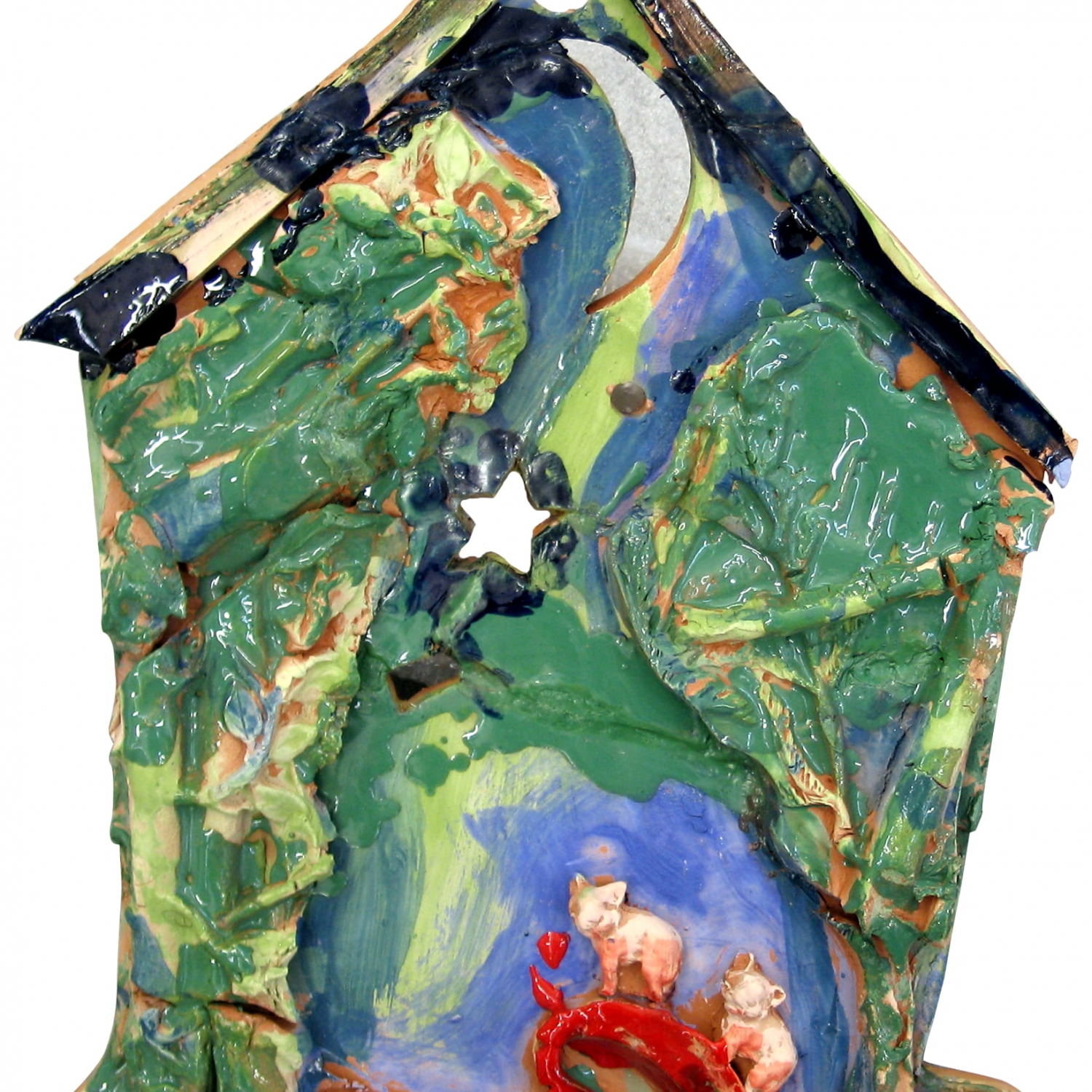 Giosetta Fioroni, La confraternita della foresta, 2007, Glazed majolica, Bottega Gatti Faenza, 53 x 41 cm, FIORTM0251
