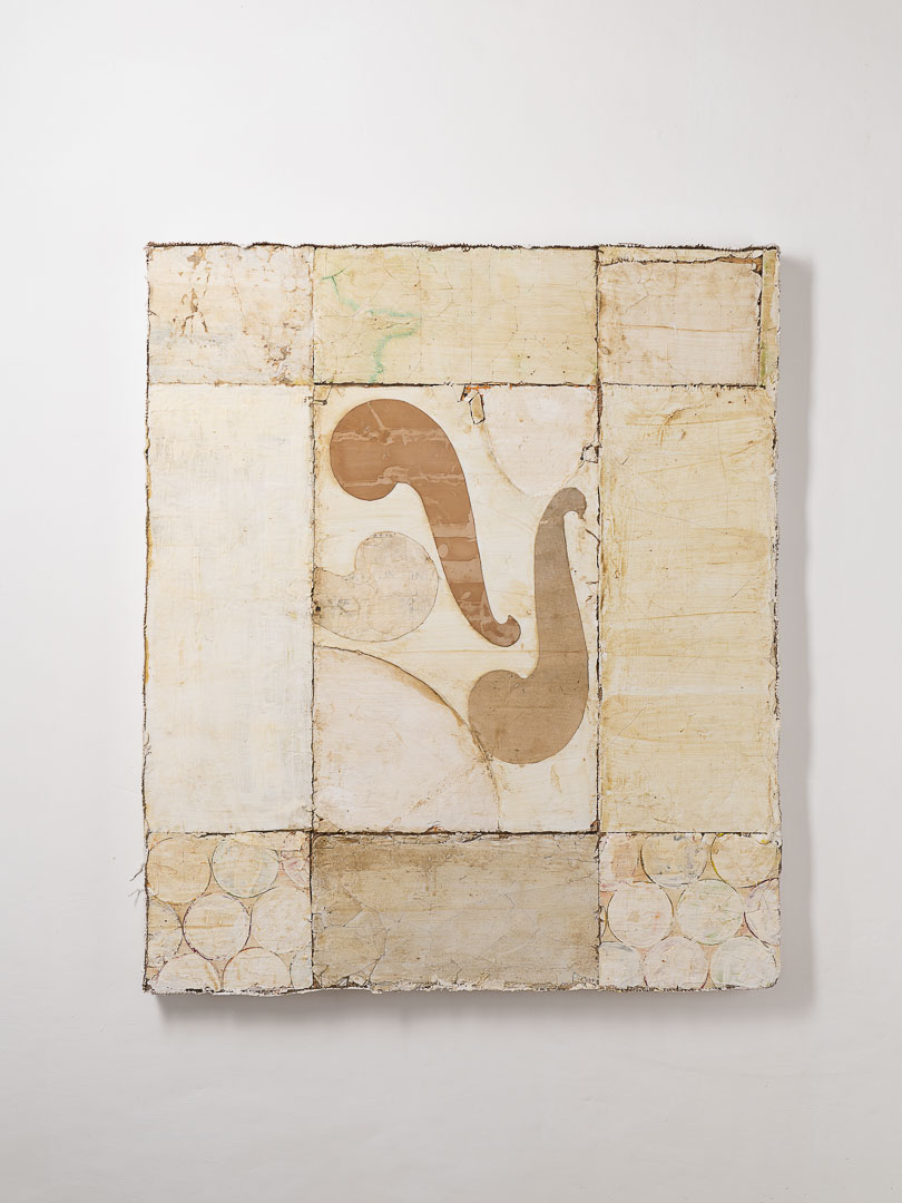 MARCHELLI_UN_ECO_DI_FIORI_catalogo_high_res_012 Mirco Marchelli, Di luce naturale, 2023, wax, chalk on wooden board, 103 x 86 x 5 cm, MARCTM0586