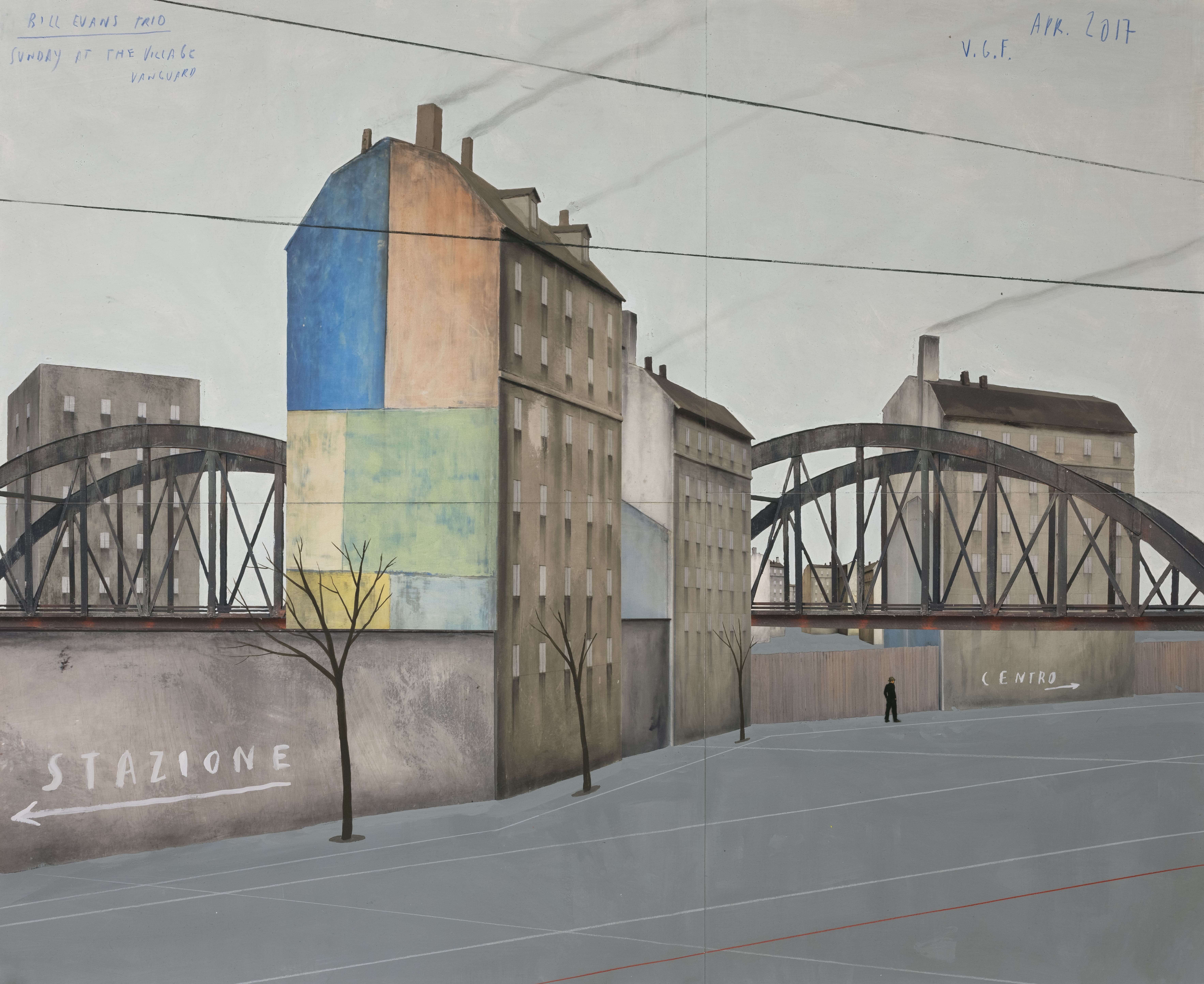 Paolo Ventura, Bill Evans Trio - Sunday at the Village Vanguard, 2017, photo collage and painting, 82 x 99,5 cm, VENST0312